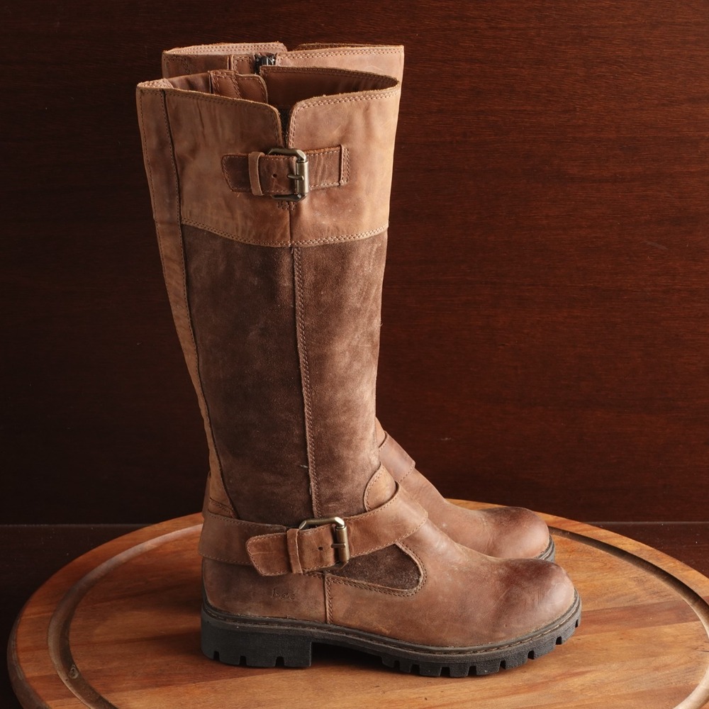 B.O.C. Riding Boots Womens SZ 7M Brown Chaldene Leather Tall Coastal Cowgirl Zip